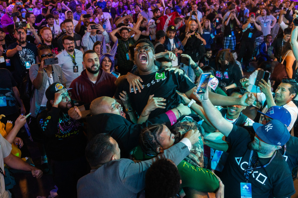 Jo'siah "Hikari" Miller after winning an Evo title for Dragonball Fighterz in 2023.